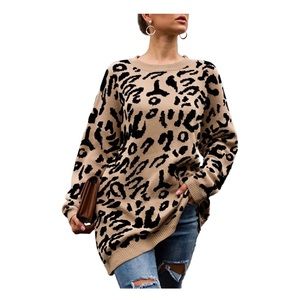 Camouflage Leopard Print Tunic Sweater